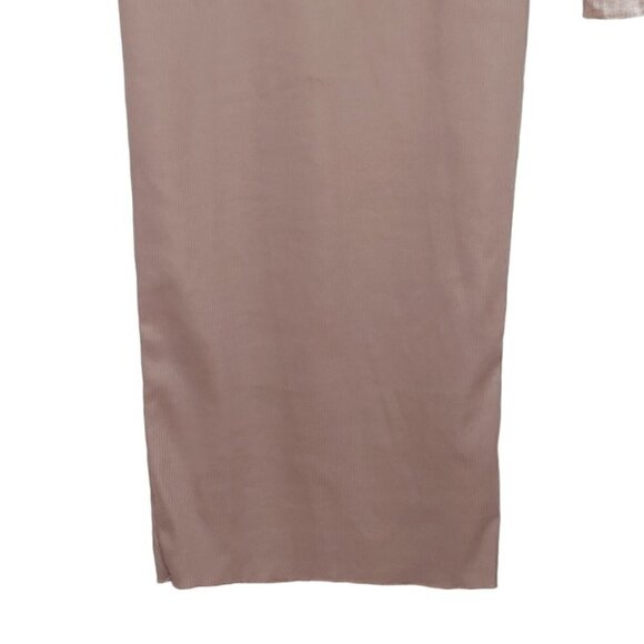 NWOT MISSGUIDED Taupe ribbed long sleeve bodycon midi dress - Picture 4 of 14